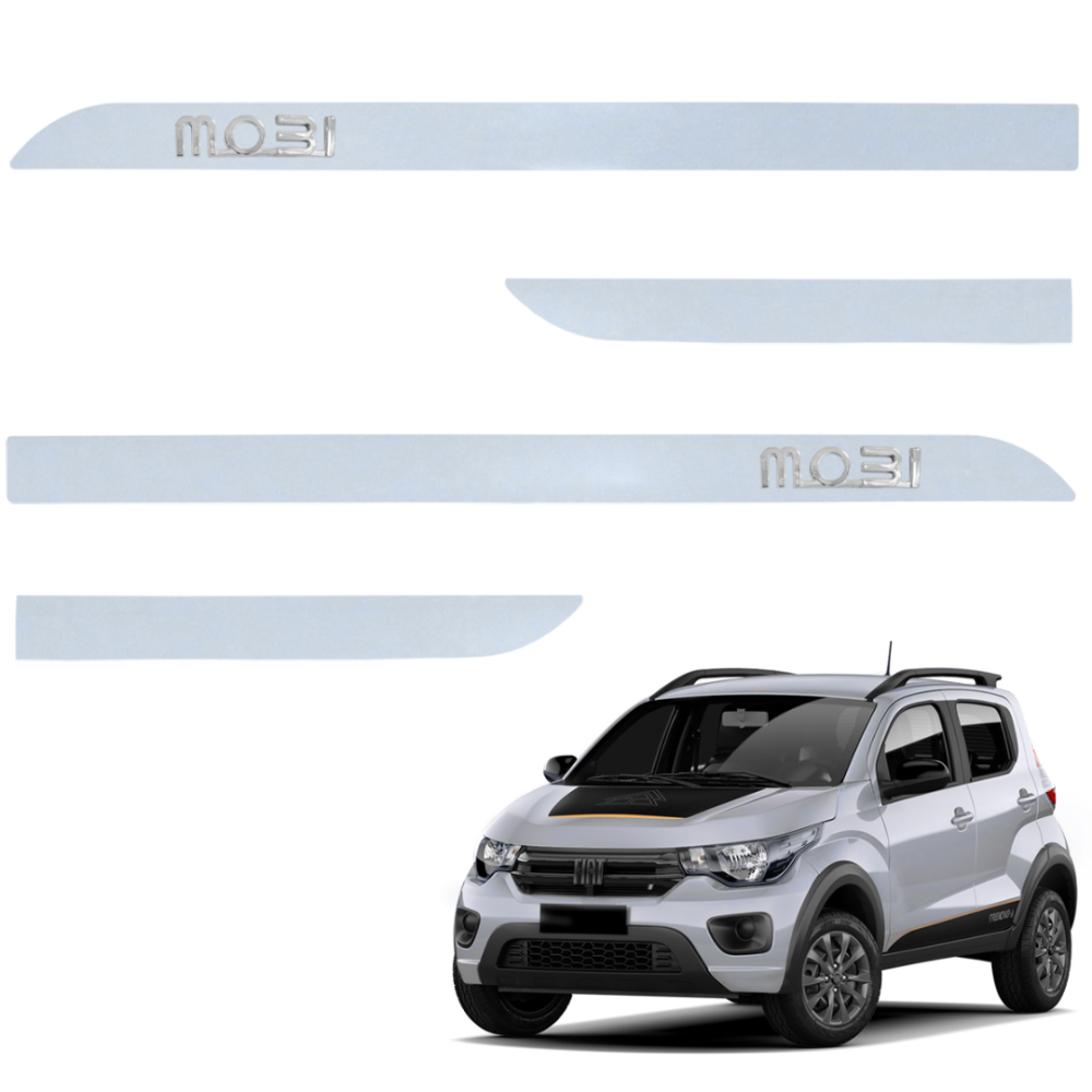 Jogo de Friso Lateral Mobi 2017 a 2025 Cinza Strato Alto Relevo