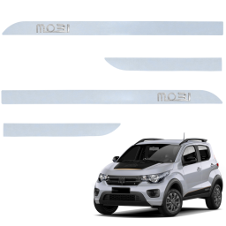 Jogo de Friso Lateral Mobi 2017 a 2025 Cinza Strato Alto Relevo