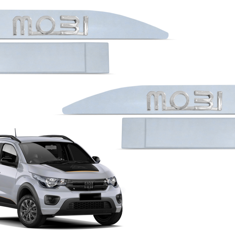 Jogo de Friso Lateral Mobi 2017 a 2025 Cinza Strato Alto Relevo