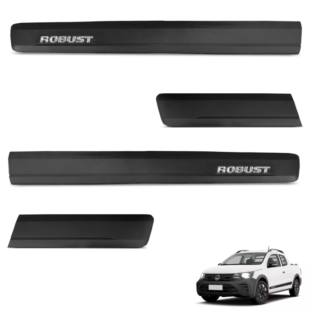 Jogo de Friso Lateral Saveiro Robust CD 2016 a 2025 Modelo Original Preto