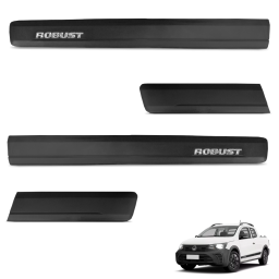 Jogo de Friso Lateral Saveiro Robust CD 2016 a 2025 Modelo Original Preto