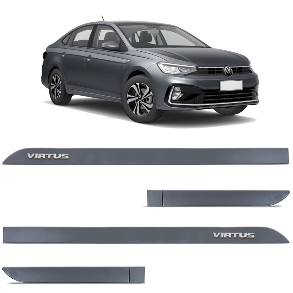 Jogo de Friso Lateral Virtus 2018 a 2026 Cinza Platinium Alto Relevo