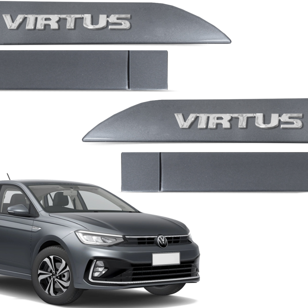 Jogo de Friso Lateral Virtus 2018 a 2026 Cinza Platinium Alto Relevo